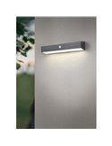 Aplique LED SILVES de pared alargado, carga solar y batería USB, sensor de movimiento 6W 1x 700lm, 4000K IP44 Negro