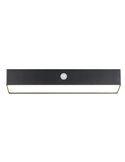Aplique LED SILVES de pared alargado, carga solar y batería USB, sensor de movimiento 6W 1x 700lm, 4000K IP44 Negro