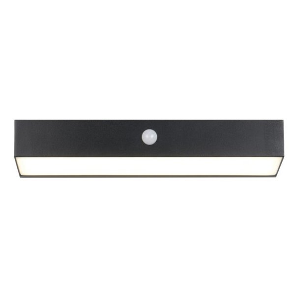 Aplique LED SILVES de pared alargado, carga solar y batería USB, sensor de movimiento 6W 1x 700lm, 4000K IP44 Negro