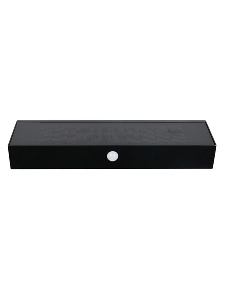 Aplique LED SILVES de pared alargado, carga solar y batería USB, sensor de movimiento 6W 1x 700lm, 4000K IP44 Negro