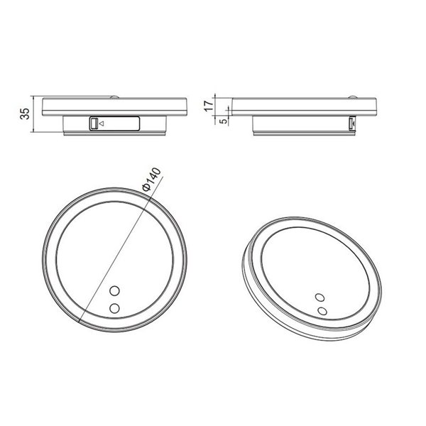 Applique d'extérieur LED ronde FORTALEZA, Ø14cm, rechargeable USB, éclairage indirect, 2W, 200lm, 3000K, IP44