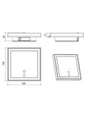Aplique LED cuadrado para exterior FORTALEZA  14x14 recargable USB iluminación indirecta  2W 200lm, 3000K IP44