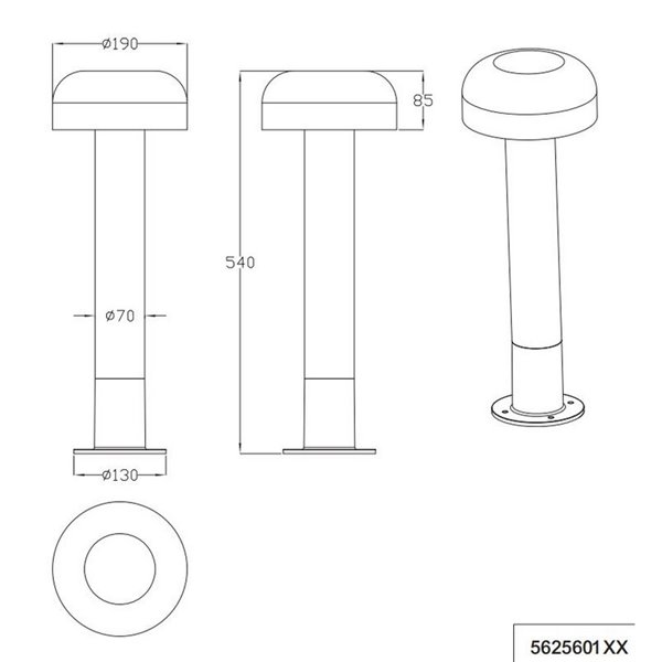 Poste para exterior FRASER 54cm alto, aluminio fundido imitación madera bombilla excl. 1x E27 max. 10W IP44