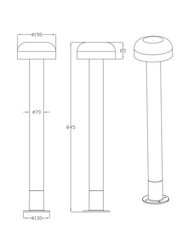 Poste para exterior FRASER 84cm alto, aluminio fundido imitación cemento bombilla excl. 1x E27 max. 10W IP44