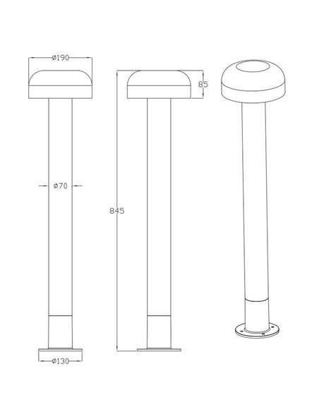 Poste para exterior FRASER 84cm alto, aluminio fundido imitación cemento bombilla excl. 1x E27 max. 10W IP44