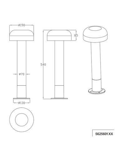 Poste externo FRASER com 54 cm de altura, lâmpada com aparência de cimento em alumínio fundido, excl. 1x E27 máx. 10 W IP44