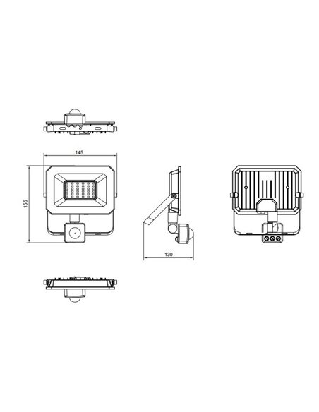 Projecteur LED FUNCHAL 30 W avec détecteur de mouvement pour extérieur, 14 x 15 cm, 2 800 lm, 4 000 K, IP44, noir