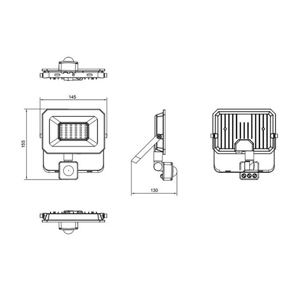 Projecteur LED FUNCHAL 30 W avec détecteur de mouvement pour extérieur, 14 x 15 cm, 2 800 lm, 4 000 K, IP44, noir