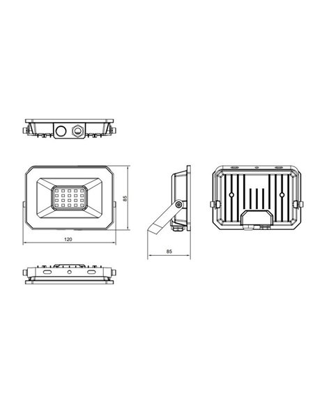 Proyector LED exterior FUNCHAL 12x8cm orientable  20W 1800lm, 4000K Negro