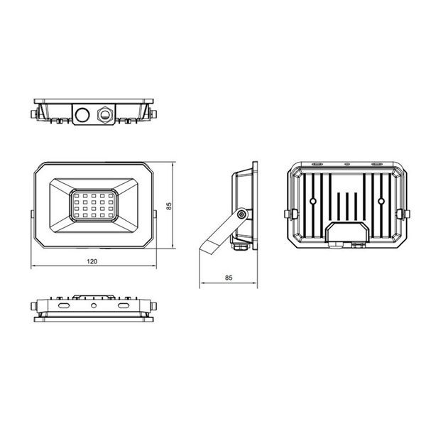 Proyector LED exterior FUNCHAL 12x8cm orientable  20W 1800lm, 4000K Negro