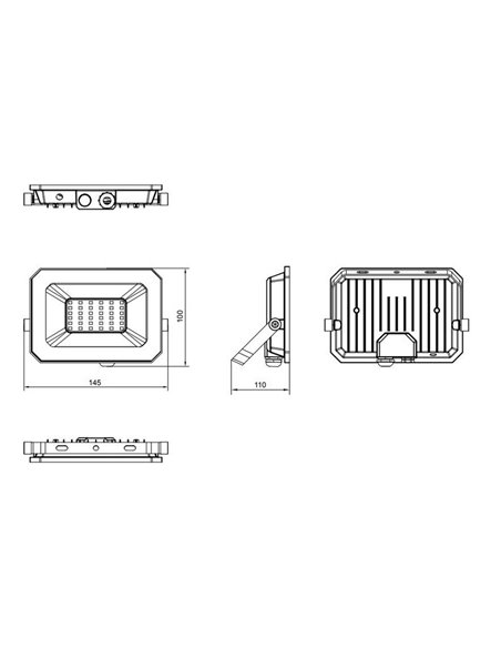 Proyector LED para exterior FUNCHAL 14x10cm orientable  20W 1800lm, 4000K Negro