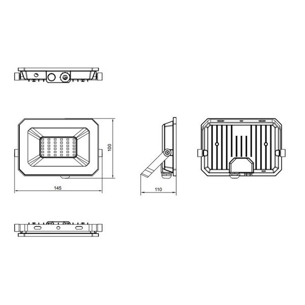 Proyector LED para exterior FUNCHAL 14x10cm orientable  20W 1800lm, 4000K Negro