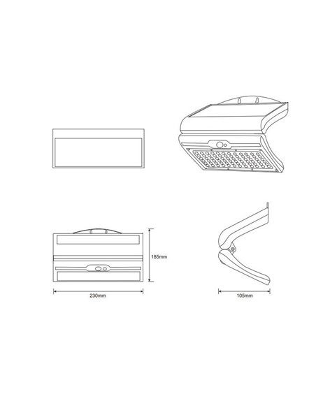 Aplique exterior solar MACAPA, con interruptor integrado, sensor de movimiento y oscuridad 5W  1x 390lm, 4000K IP44
