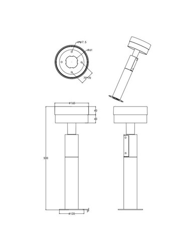 Poste LED de suelo MACKENZIE 50cm alto, aluminio fundido acabado antracita 8W 800lm, 3000K IP44