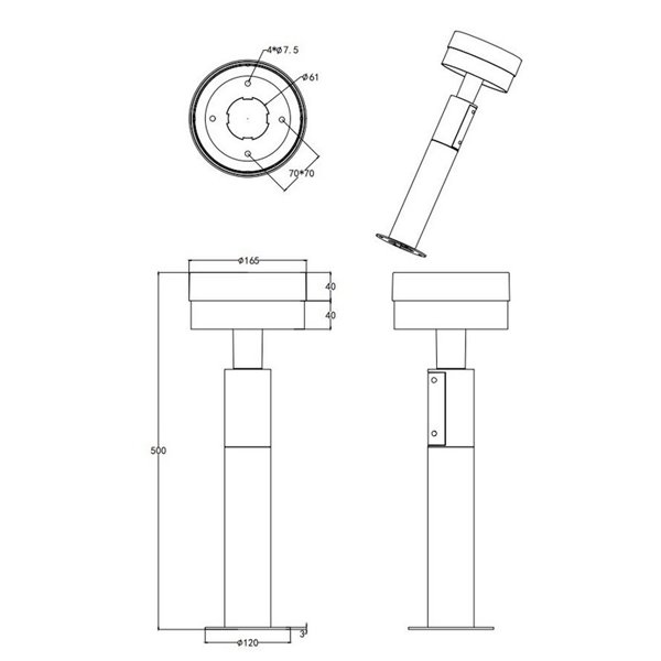 Poste de aterramento LED MACKENZIE, 50 cm de altura, alumínio fundido, acabamento antracite, 8 W, 800 lm, 3000 K, IP44