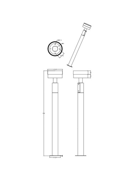Poste LED de suelo MACKENZIE 95cm alto, aluminio fundido acabado antracita 8W 800lm, 3000K IP44