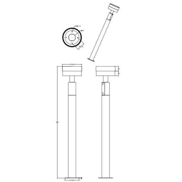 Poste LED de suelo MACKENZIE 95cm alto, aluminio fundido acabado antracita 8W 800lm, 3000K IP44