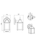 Aplique de pared MIRANDE estilo farolillo, bombilla excl. 1x E27 max. 40W IP23 Óxido