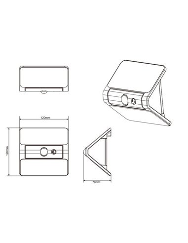 Aplique LED de pared con carga solar OLINDA sensor de oscuridad e interruptor integrado  2,5W 1x 250lm, 4000K IP44