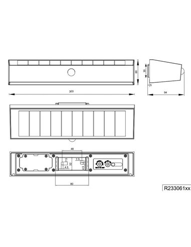 Applique LED allongée SILVES, solaire et rechargeable par batterie USB, détecteur de mouvement 6W 1x 700lm, 4000K IP44 Noir