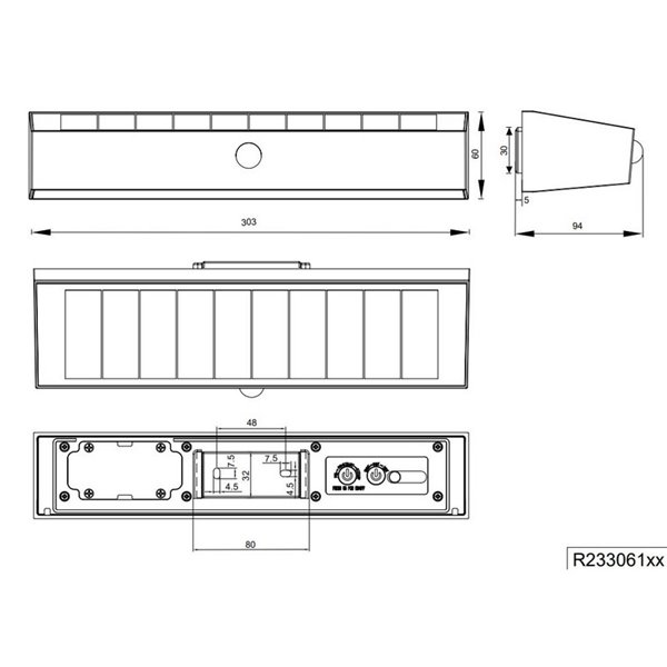 Luminária de parede alongada LED SILVES, carregamento solar e bateria USB, sensor de movimento 6W 1x 700lm, 4000K IP44 Preto