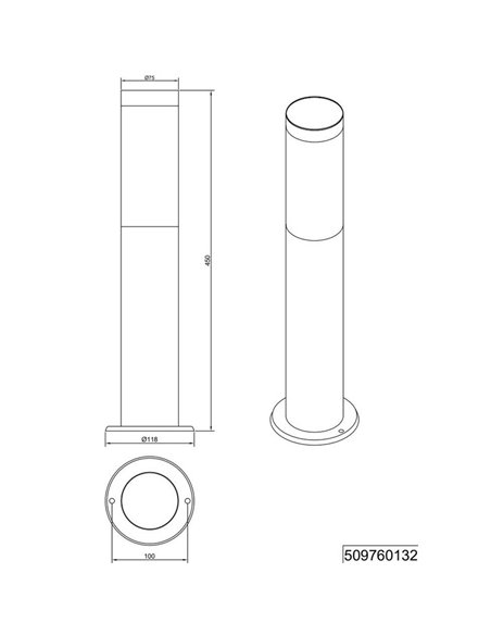 Lampadaire d'extérieur TRIOTO 45 cm, excl. ampoule. 1x E27 max. 25 W IP44