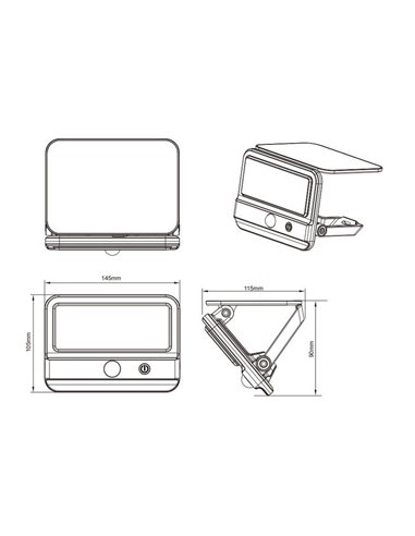 Applique murale solaire à LED VIAMAO avec batterie rechargeable USB et capteur d'obscurité, 4 W, 400 lm, 4 000 K, IP44