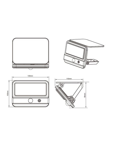 Applique murale solaire à LED VIAMAO avec batterie rechargeable USB et capteur d'obscurité, 4 W, 400 lm, 4 000 K, IP44