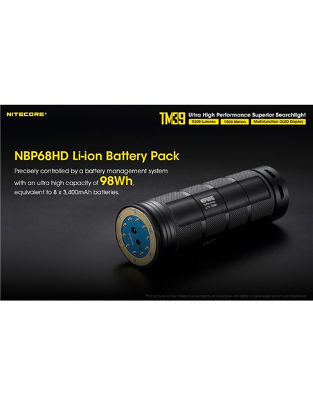 Linterna LED de mano TM39 muy potente 5200 lúmenes y 1500 metros de alcance IP68