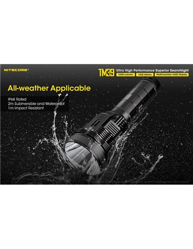 Lampe torche LED portable TM39, très puissante, 5 200 lumens, portée de 1 500 mètres, IP68