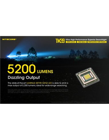 Linterna LED de mano TM39 muy potente 5200 lúmenes y 1500 metros de alcance IP68