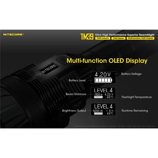 Linterna LED de mano TM39 muy potente 5200 lúmenes y 1500 metros de alcance IP68