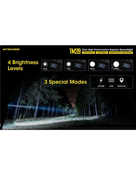 Lampe torche LED portable TM39, très puissante, 5 200 lumens, portée de 1 500 mètres, IP68