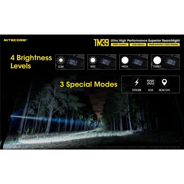 Linterna LED de mano TM39 muy potente 5200 lúmenes y 1500 metros de alcance IP68