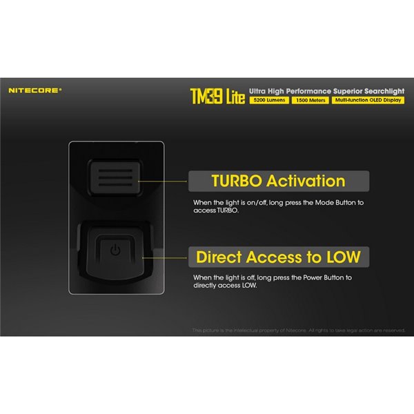 Linterna de mano TM39 Lite 5200 lúmenes muy potente IP68 1500 metros de alcance, batería 4 × 18650