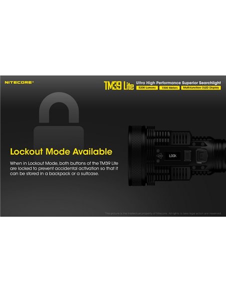 Linterna de mano TM39 Lite 5200 lúmenes muy potente IP68 1500 metros de alcance, batería 4 × 18650