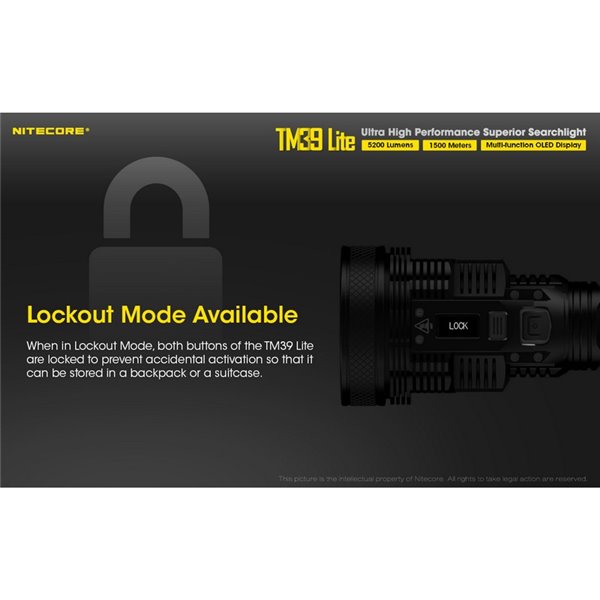 Linterna de mano TM39 Lite 5200 lúmenes muy potente IP68 1500 metros de alcance, batería 4 × 18650