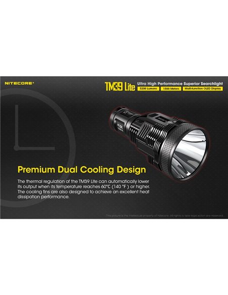 Linterna de mano TM39 Lite 5200 lúmenes muy potente IP68 1500 metros de alcance, batería 4 × 18650