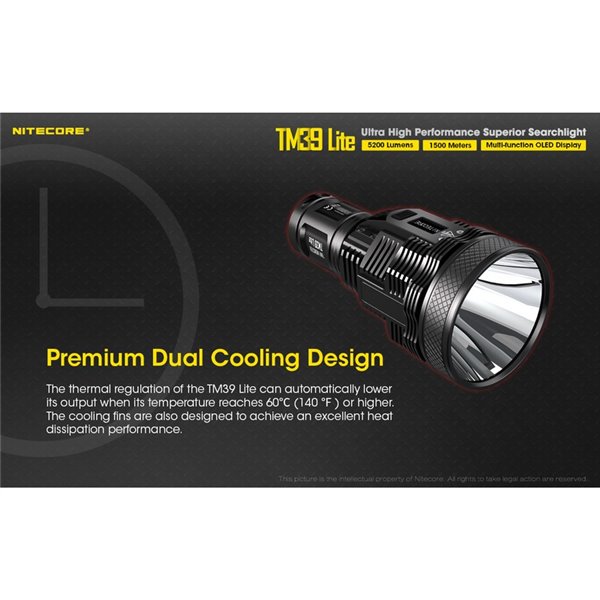 Linterna de mano TM39 Lite 5200 lúmenes muy potente IP68 1500 metros de alcance, batería 4 × 18650