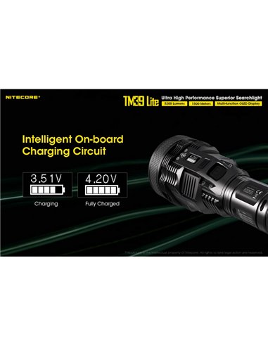 Linterna de mano TM39 Lite 5200 lúmenes muy potente IP68 1500 metros de alcance, batería 4 × 18650