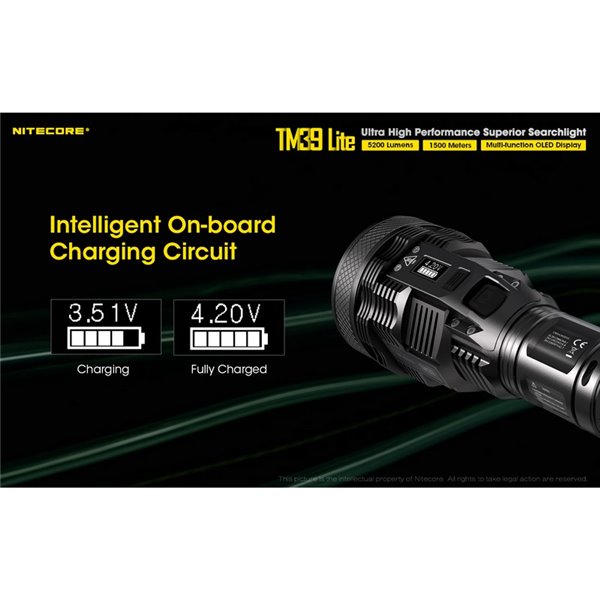 Linterna de mano TM39 Lite 5200 lúmenes muy potente IP68 1500 metros de alcance, batería 4 × 18650