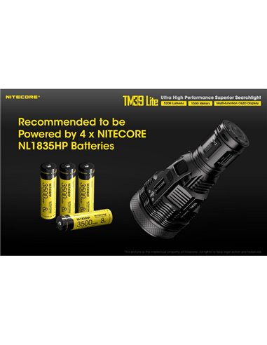 Linterna de mano TM39 Lite 5200 lúmenes muy potente IP68 1500 metros de alcance, batería 4 × 18650
