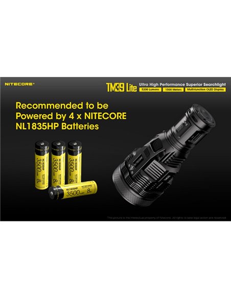 Linterna de mano TM39 Lite 5200 lúmenes muy potente IP68 1500 metros de alcance, batería 4 × 18650