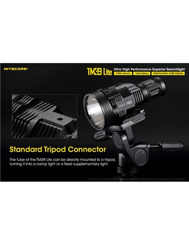 Linterna de mano TM39 Lite 5200 lúmenes muy potente IP68 1500 metros de alcance, batería 4 × 18650