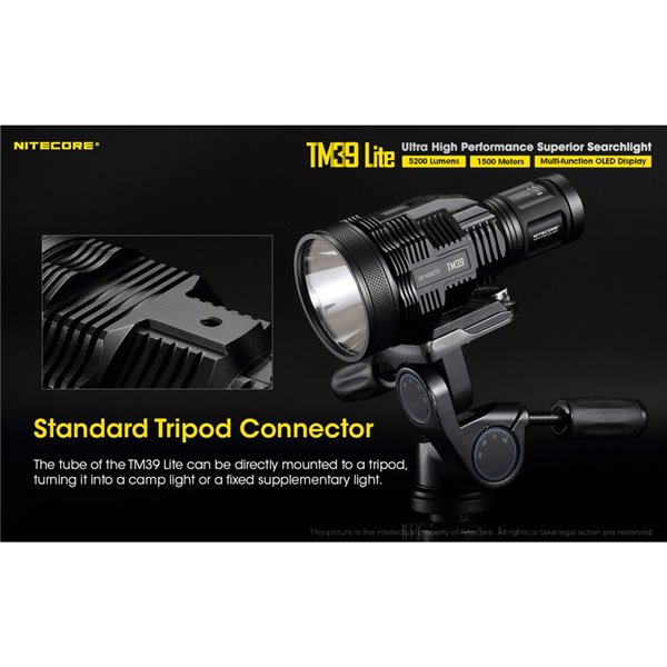 Linterna de mano TM39 Lite 5200 lúmenes muy potente IP68 1500 metros de alcance, batería 4 × 18650