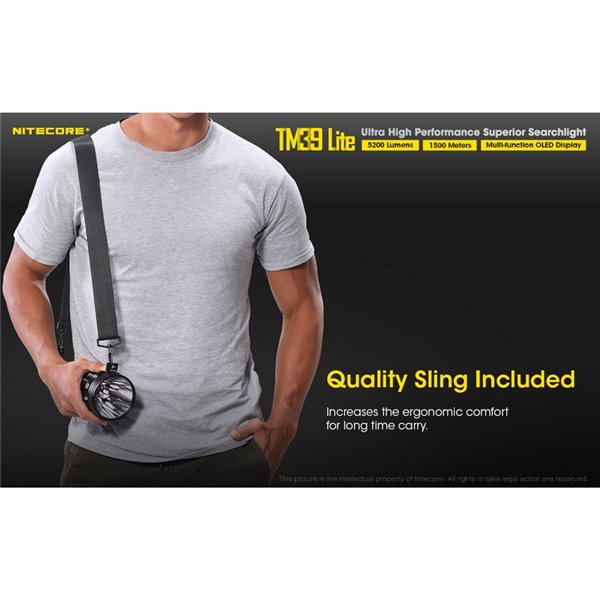 Linterna de mano TM39 Lite 5200 lúmenes muy potente IP68 1500 metros de alcance, batería 4 × 18650