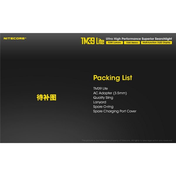 Linterna de mano TM39 Lite 5200 lúmenes muy potente IP68 1500 metros de alcance, batería 4 × 18650