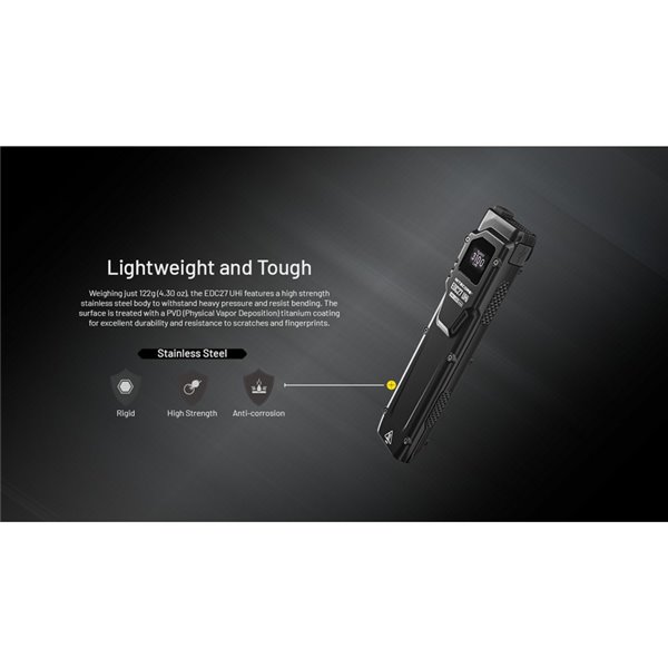 Linterna de mano EDC27 Uhi 3100 lúmenes y 305 metros de alcance batería 1700 mAh incorporada IP54