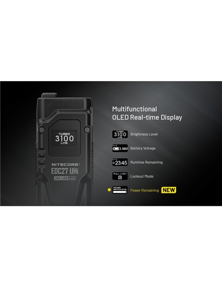 Linterna de mano EDC27 Uhi 3100 lúmenes y 305 metros de alcance batería 1700 mAh incorporada IP54