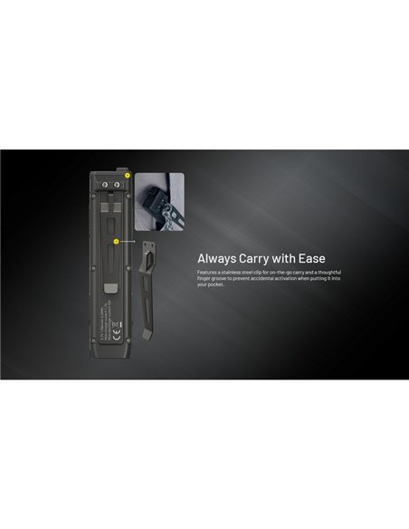 Linterna de mano EDC27 Uhi 3100 lúmenes y 305 metros de alcance batería 1700 mAh incorporada IP54